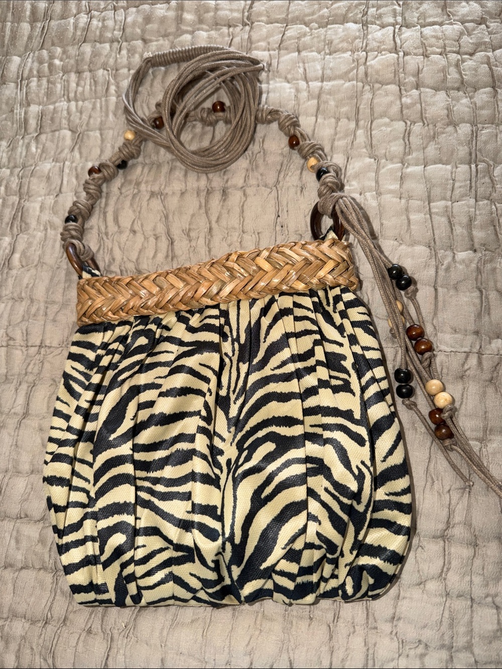 Very cool handmade bag woven beaded zebra pattern